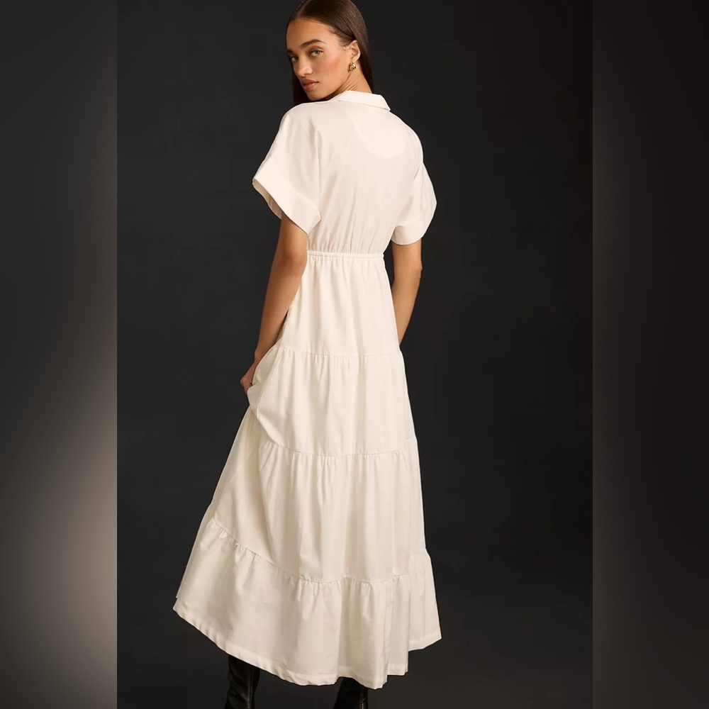 Anthropologie Maeve Short-Sleeve V-Neck Tiered Maxi Dress - Picture 2 of 4